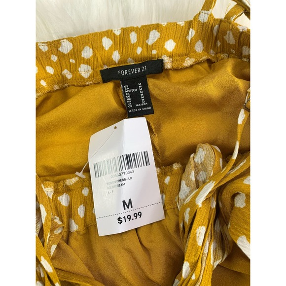 Forever 21 NWT Woven Cutout Long Dress in spotted Mustard Spring Summer - Picture 10 of 15